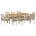 Conjunto de Comedor de Jardín  de 9 Piezas con Cojines Beige de Ratán de Polietileno
