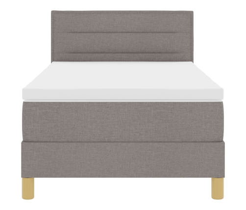 Cama Box Spring con Colchón Taupe 90x200 cm Tela