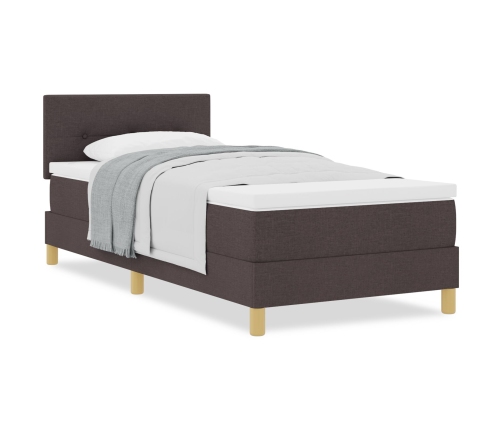 Cama de Resorte  con Colchón Marrón 90x200 cm Tela
