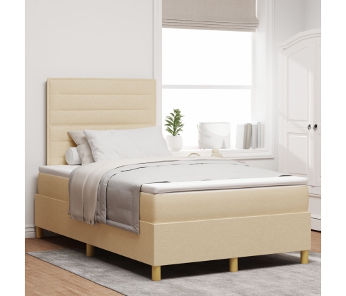 Cama con Base de Resortes y Colchón Crema 120x200 cm Tela
