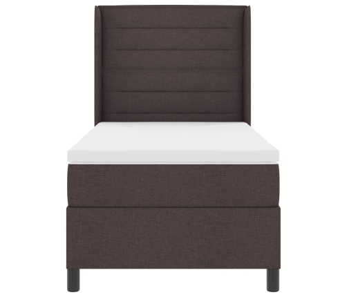 Cama Box Spring  con colchón Marrón Oscuro 90x190 cm Tela