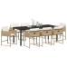 Set de Comedor de Jardín de 9 Piezas con Cojines Beige Ratán Polimérico