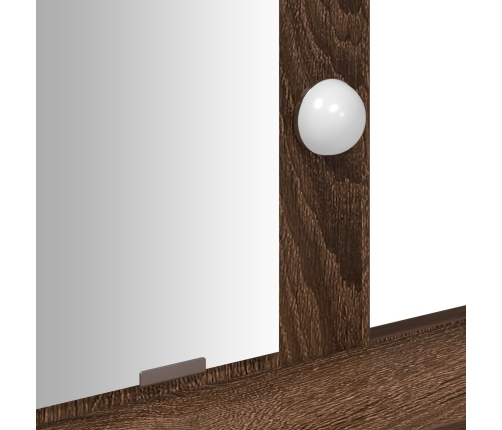Mesa de maquillaje  con luces LED de madera de roble marrón 100x41x140 cm