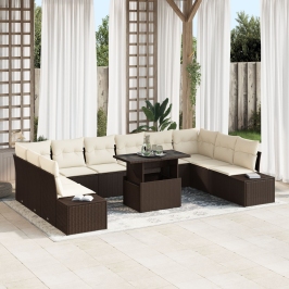 Conjunto de Sofá de Jardín  Set de 11 Beige y Marrón Oscuro