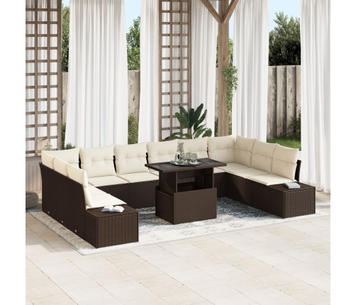 Conjunto de Sofá de Jardín  Set de 11 Beige y Marrón Oscuro