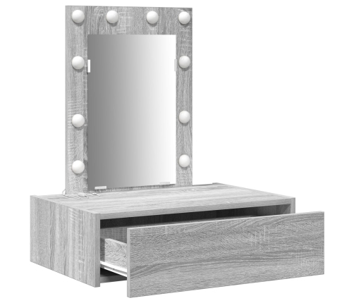 Mesa de tocador colgante  con luces LED Gris Sonoma