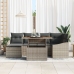 Conjunto de Comedor de Jardín de 7 Piezas con Cojines Gris de Ratán de Polietileno Acacia