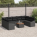 Set de Sofá de Jardín  de 10 piezas con Cojines Negro Poliratán Acacia