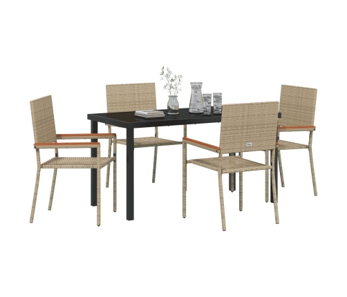 Conjunto de Comedor de Jardín de 5 Piezas de Poliratán Beige