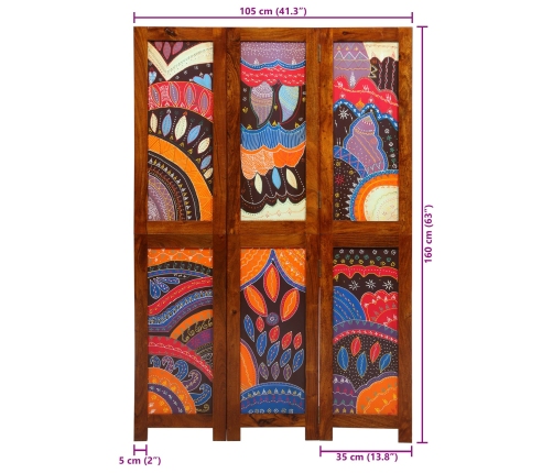 Divisor de Habitación  3 Paneles Madera Acacia Color Miel 35x1.5x160 cm