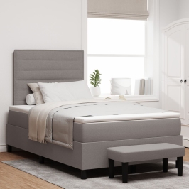 Cama con base  con colchón y banco taupe 120x200 cm de tela