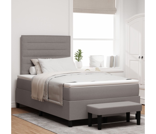 Cama con base  con colchón y banco taupe 120x200 cm de tela