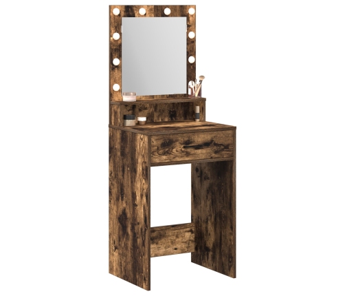Mesa de tocador  con luces LED en roble ahumado 50x41x135 cm