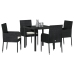 Set de Comedor de Jardín de 5 Piezas  con Cojines Negro Poliratán