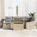 Conjunto de Sofá de Jardín de 7 Piezas con Cojines Beige de Poliratán