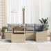 Juego de Comedor de Jardín de 6 Piezas con Cojines Beige de Poliratán y Acacia