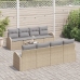 Set de sofá de jardín de 9 piezas con cojines beige ratán poliéster