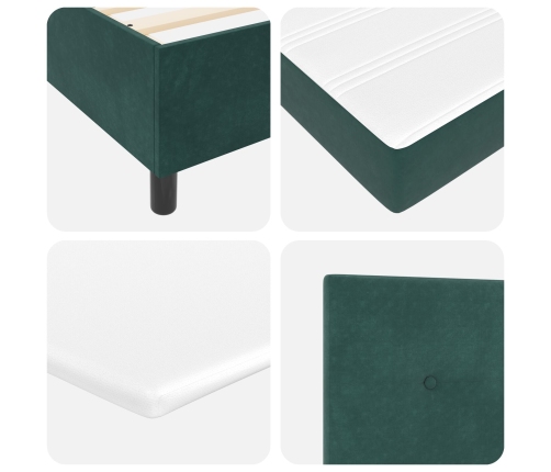 Cama Box Spring con Colchón Verde Oscuro 200x200 cm Terciopelo