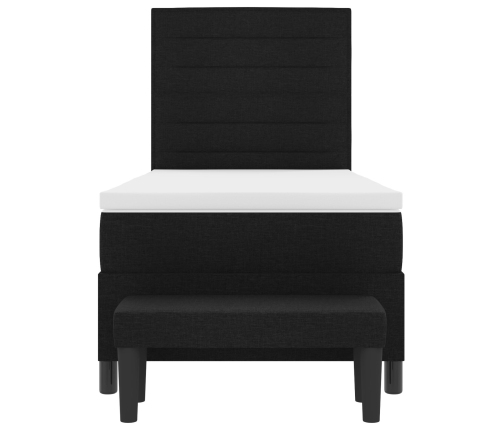 Cama con somier y colchón negro 100x200 cm tela