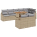 Juego de comedor de jardín de 9 piezas con cojines Beige Poliratán Acacia