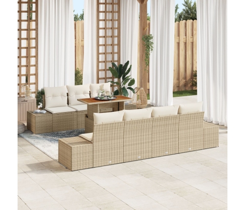 Conjunto de Sofás de Jardín  8 Piezas Beige, Blanco