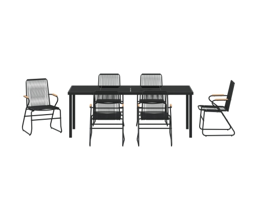 Conjunto de Comedor de Jardín de 7 Piezas  Negro Rattan PVC