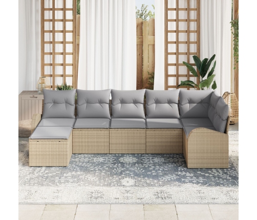 Conjunto de Sofá de Jardín  7 Piezas Beige Ratán Sofá de Jardín