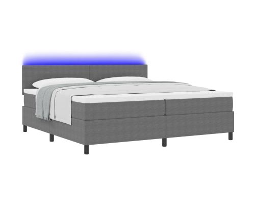 Cama Base con Muelles  con Colchón & LED Gris Claro 200x200 cm Tela de Corduroy
