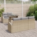 Conjunto de Sofás de Jardín  de 6 piezas con Cojines Beige Ratán Sintético