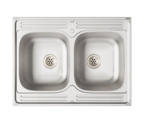 Gabinete de cocina  ""Lucca"" con doble lavabo en madera de roble artesanal