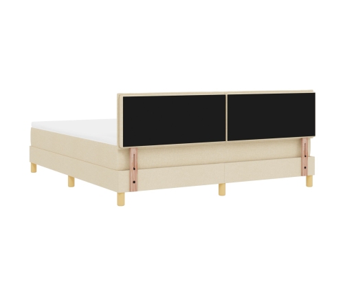 Cama con Box Spring  con Colchón Crema 180x200 cm Tela