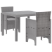 Juego de Comedor de Jardín de 3 Piezas con Cojines Gris Claro Ratán Sintético