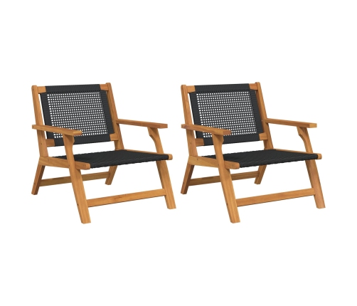 Sillas de Jardín  2 pcs Negros 76x67x73.5 cm Madera maciza de Acacia