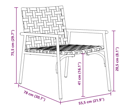 Sillas de jardín  2 pcs Negro 79x56x73,5 cm Ratán Poliéster
