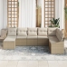 Conjunto de Sofá de Jardín de 8 Piezas con Cojines Beige Poliratán