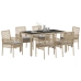 Conjunto de Comedor de Jardín de 7 Piezas con Cojines Beige de Poliratán