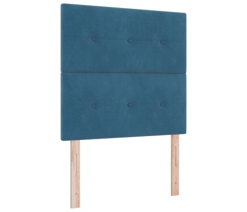 Cabecero de  con botones capitoné azul oscuro de 90 cm en terciopelo