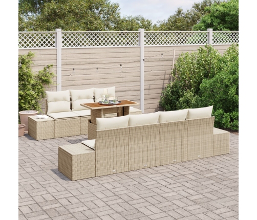 Conjunto de Sofás de Jardín  8 Piezas Beige, Blanco