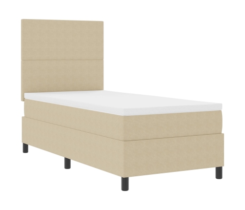 Cama con Box Spring  con Colchón Verde Claro Gris 100x200 cm Tela de Pana