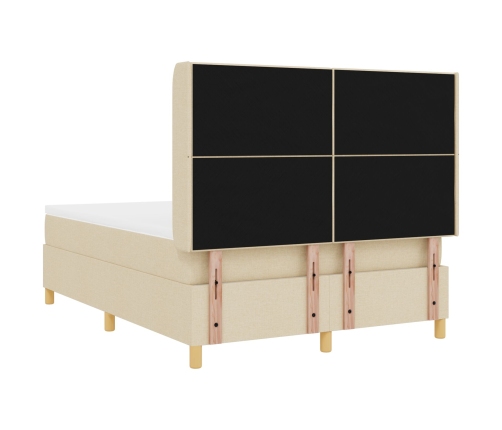 Cama Box Spring  con colchón y LED Crema 160x200 cm Tela