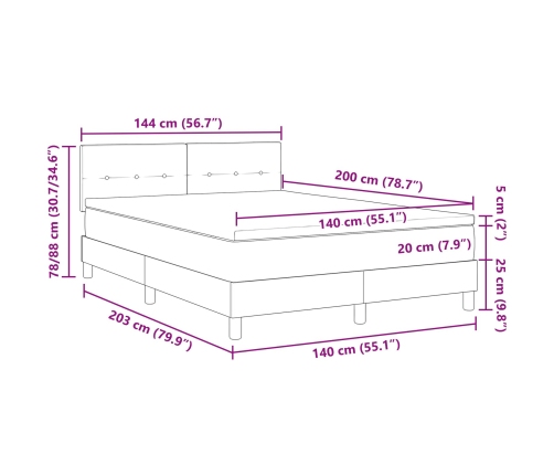 Cama Box Spring de  con Colchón Azul Oscuro 140x200 cm de Terciopelo