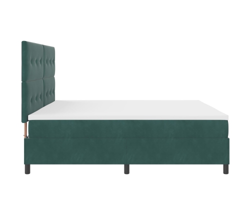 Cama Box Spring con Colchón Verde Oscuro 200x200 cm Terciopelo
