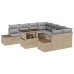 Conjunto de Sofá de Jardín de 9 Piezas con Cojines Beige Poliratán