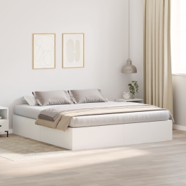 Marco de Cama Blanco Madera King Marco con Almacenamiento