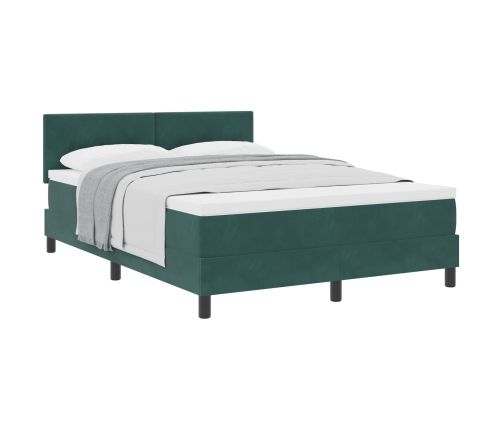 Cama Box Spring  con colchón Verde Oscuro 140x200 cm Terciopelo