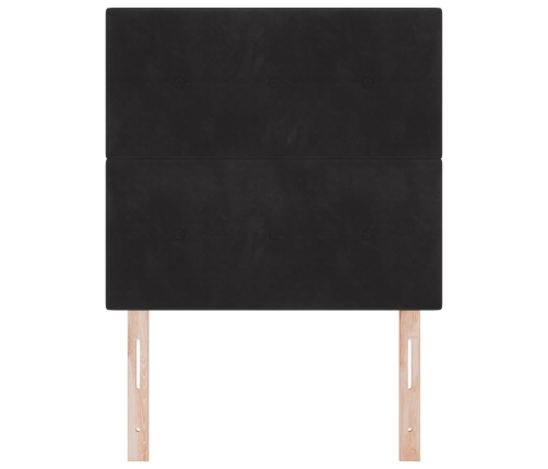 Cabecera  con botones, tapizada en terciopelo negro de 90 cm