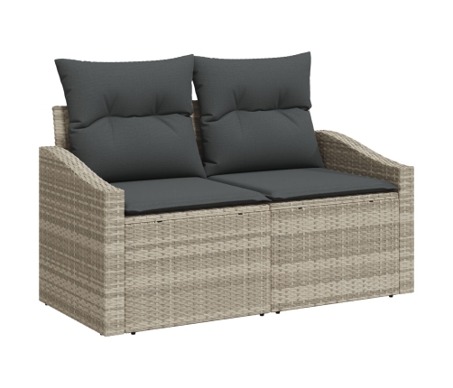 Conjunto de Sofá de Jardín 8 Piezas Gris Ratán