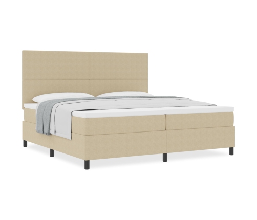 Cama con Somier  con Colchón Beige Claro 200x200 cm Tela de Sarga