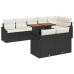 Conjunto de Comedor de Jardín de 9 Piezas con Cojines Negro Poliratán Acacia