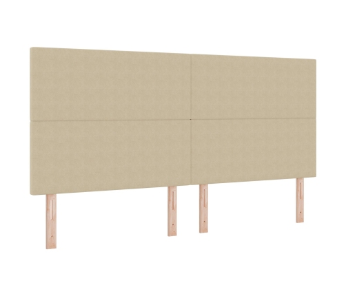 Cama con Somier  con Colchón Beige Claro 200x200 cm Tela de Sarga